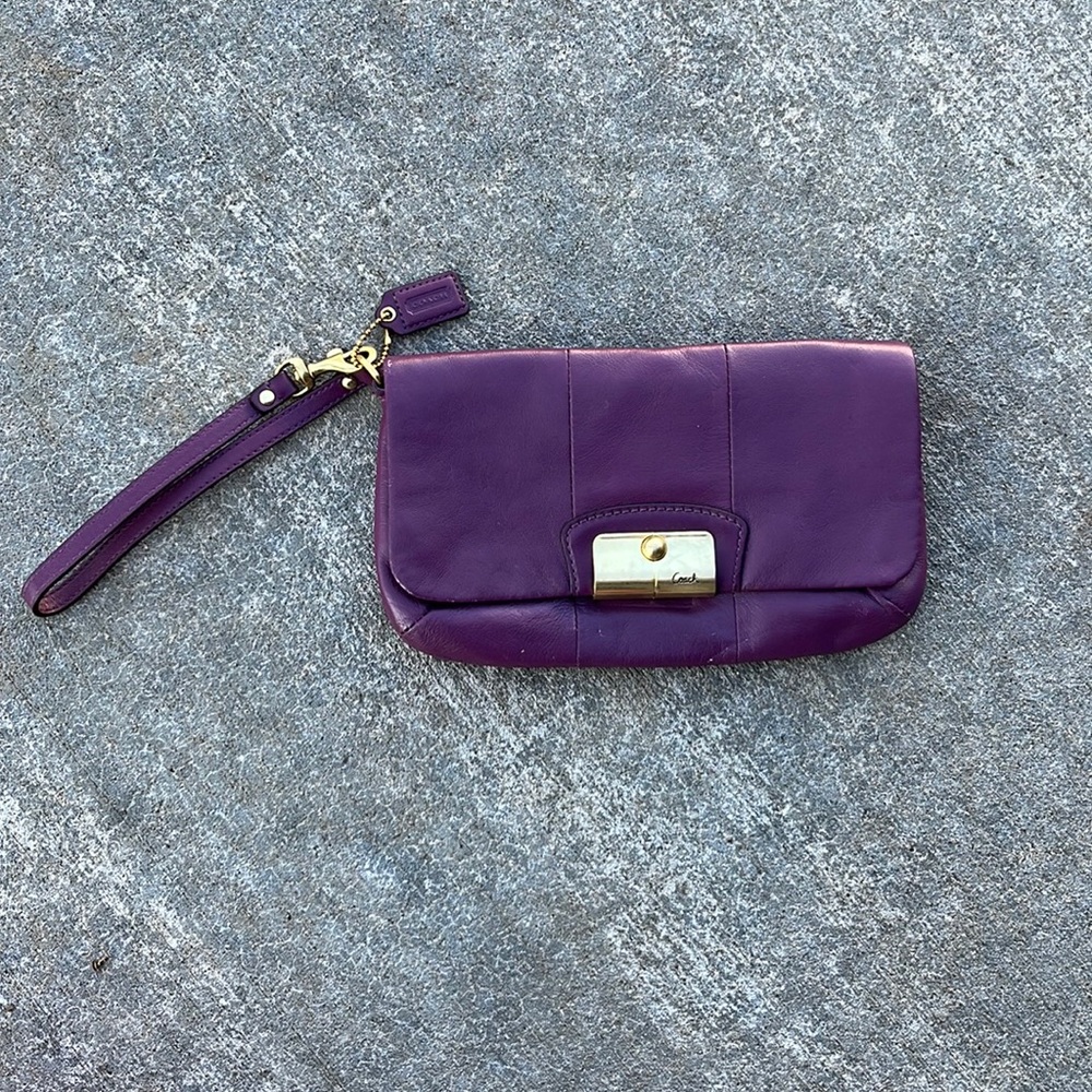 Purple Coach wristlet